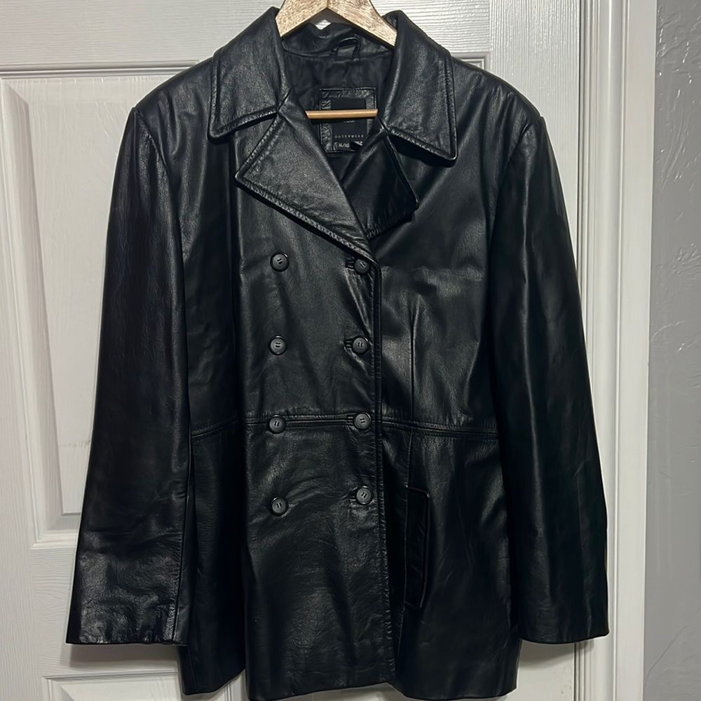 🔥🔥 Black COLEBROOK & CO. Outerwear Genuine Leather Jacket - Women Sz XL - EUC